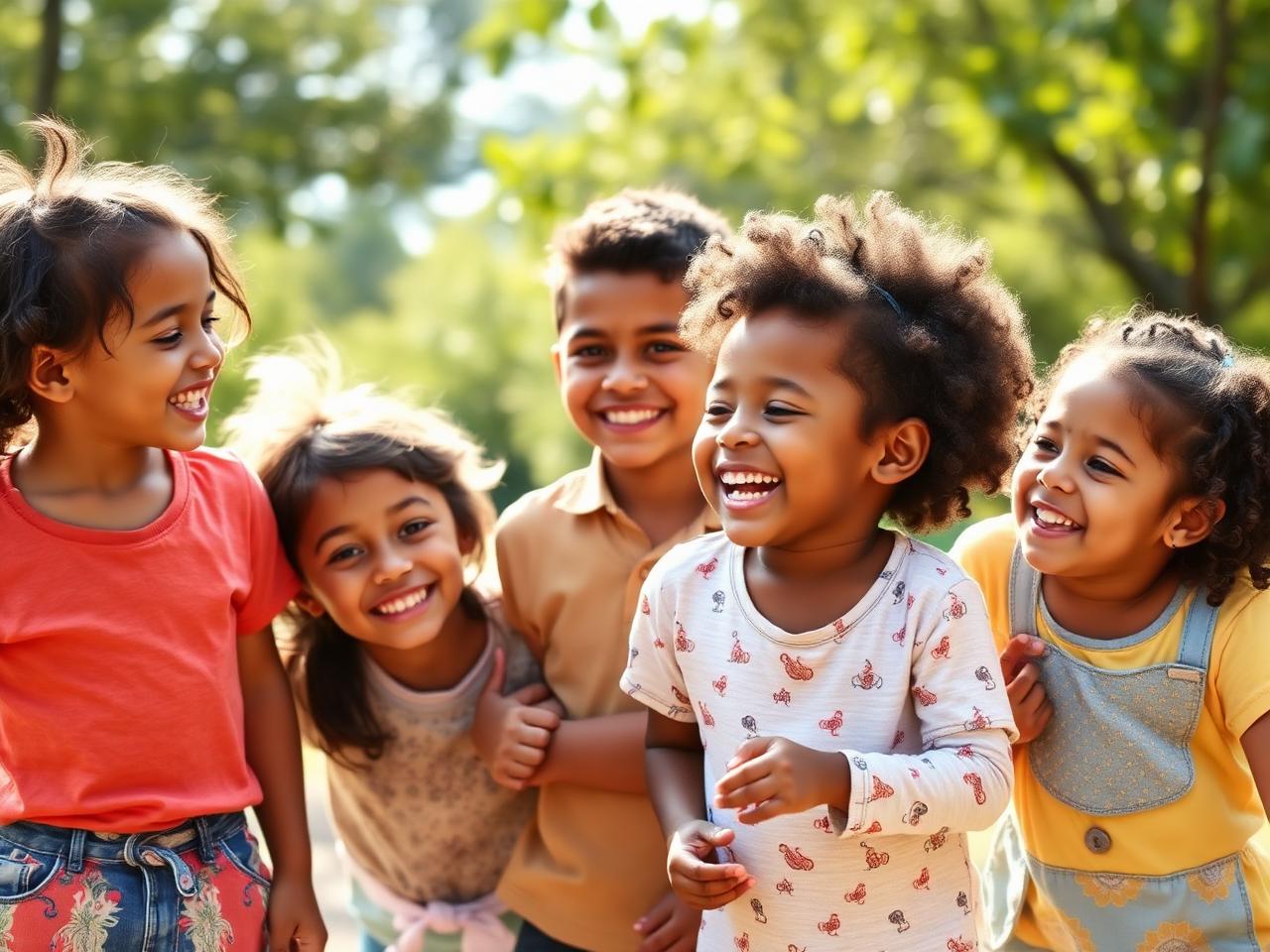 Crianças rindo juntas ao ar livre